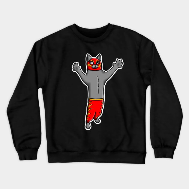 Gato Luchadore - Cat Luchador - Wrestler Kitty Crewneck Sweatshirt by prettyinink